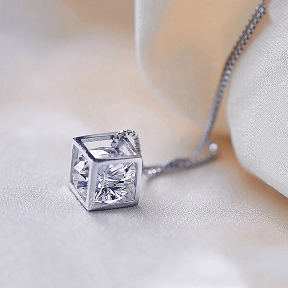 Unique 925 Sterling Silver Statement Platinum Charm Necklace